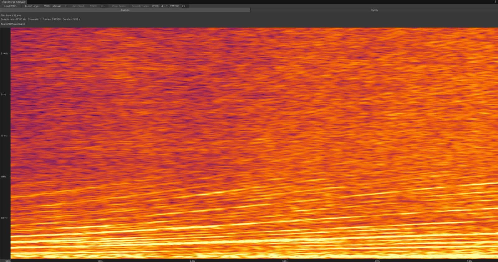 The Analyzer: source spectrogram of an engine recording